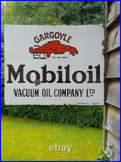 Vintage enamel Mobil oil sign, two sided