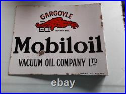 Vintage enamel Mobil oil sign, two sided