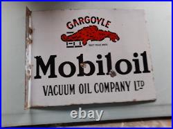Vintage enamel Mobil oil sign, two sided