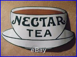 Vintage enamel Nectar Tea advertising sign, 1930's seen at many Railway Stations