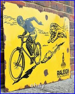 Vintage enamel Raleigh sign THE ALL-STEEL BICYCLES NOTTINGHAM- ENGLAND