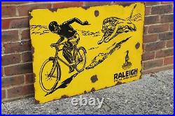 Vintage enamel Raleigh sign THE ALL-STEEL BICYCLES NOTTINGHAM- ENGLAND