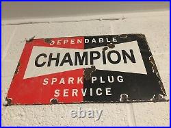Vintage enamel automobilia sign Champion Spark Plugs