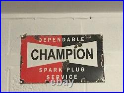 Vintage enamel automobilia sign Champion Spark Plugs