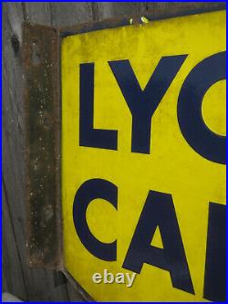 Vintage enamel double-sided LYONS CAKES advertising sign 15.5 x 17.5