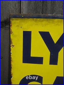 Vintage enamel double-sided LYONS CAKES advertising sign 15.5 x 17.5