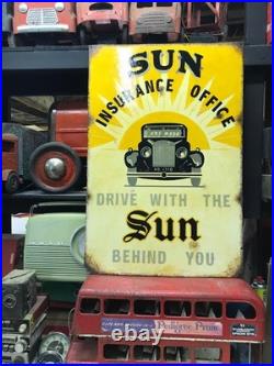 Vintage enamel looking sign SUN office insurance classic car