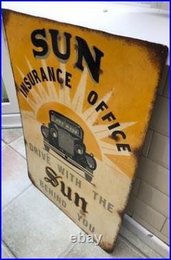 Vintage enamel looking sign SUN office insurance classic car