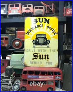 Vintage enamel looking sign SUN office insurance classic car