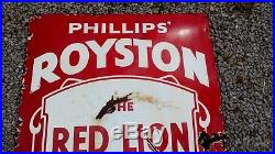 Vintage enamel pub sign Phillips royston red Lion fine ales English tavern
