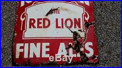 Vintage enamel pub sign Phillips royston red Lion fine ales English tavern