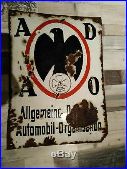 Vintage enamel sign ADAO german automobile club ADAC VW Mercedes Porsche BMW