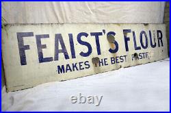 Vintage enamel sign FEASTS FLOUR bakery advertising retail large
