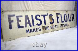 Vintage enamel sign FEASTS FLOUR bakery advertising retail large