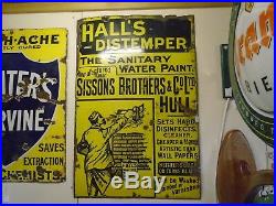 Vintage enamel sign Halls distemper Hull