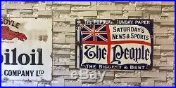 Vintage enamel sign'The People The Popular Sunday Paper' Lovely Sign VGC