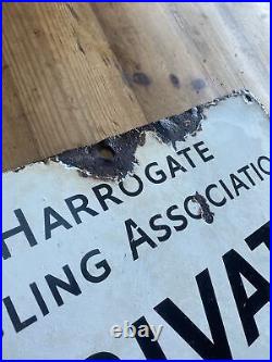 Vintage enamel sign advertising angling fishing Harrogate salvage