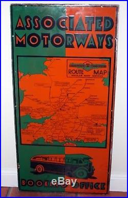Vintage enamel sign in excellent condition Associated Motorways Booking Office