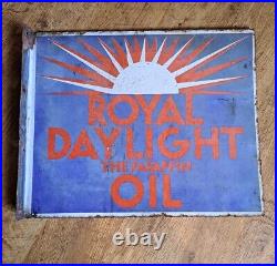 Vintage enamel sign royal daylight paraffin oil flange fixing double sided