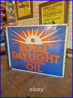 Vintage enamel sign royal daylight paraffin oil flange fixing double sided