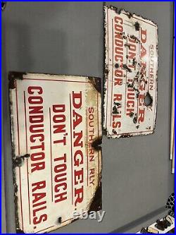 Vintage enamel signs X 2 Southern Railways Very Weathered Great Display Pieces