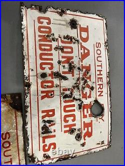 Vintage enamel signs X 2 Southern Railways Very Weathered Great Display Pieces