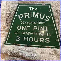 Vintage enamel signs original The Primus Consumes One Pint 3 Hours