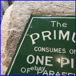 Vintage enamel signs original The Primus Consumes One Pint 3 Hours
