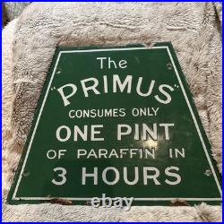 Vintage enamel signs original The Primus Consumes One Pint 3 Hours