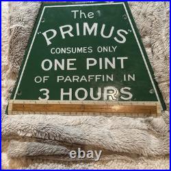 Vintage enamel signs original The Primus Consumes One Pint 3 Hours