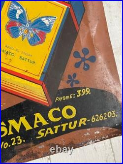 Vintage enamel tin sign advertsing matches butterfly india