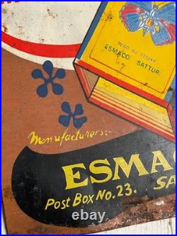 Vintage enamel tin sign advertsing matches butterfly india