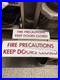 Vintage_enamel_warning_sign_X2_Ex_london_transport_Fire_Precautions_Unused_01_yroc