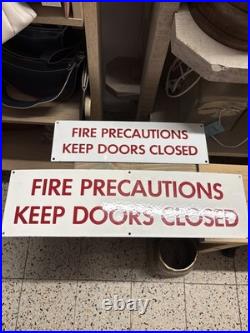 Vintage enamel warning sign X2 Ex london transport (Fire Precautions) Unused
