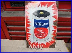 Vintage eveready battery sign enamel
