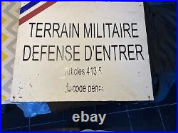 Vintage french Military Enamel Warning Sign