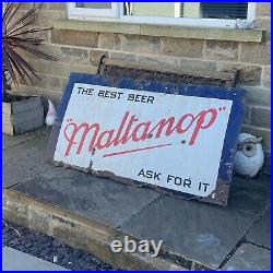 Vintage large enamel sign/ maltanop / man cave sign