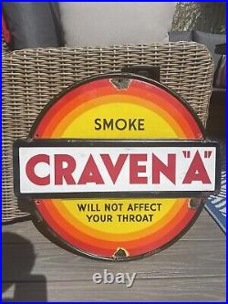 Vintage original CRAVEN A Cigarettes Enamel Sign