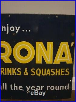 Vintage original Corona enamel metal sign 1940s advertising