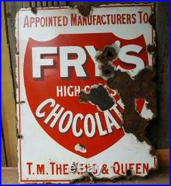 Vintage original enamel FRYS chocolate sign