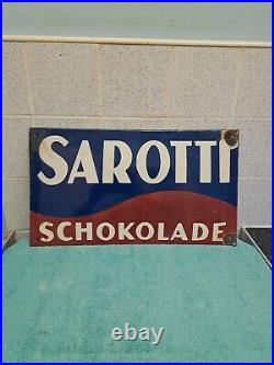 Vintage original enamel German SAROTTI SCHOKOLADE sign / 48cm X 27cm