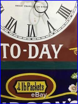 Vintage original enamel sign Hudson soap clock