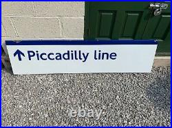 Vintage original enamel sign Piccadilly line railway sign man cave, shop, pub