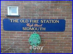 Vintage original hand painted enamel Fire Station sign
