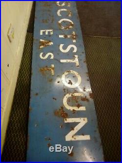 Vintage railway enamel station sign scotstoun east 60 cm x 230 cm double sided