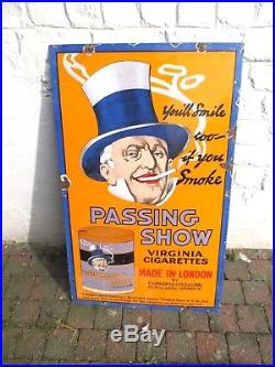Vintage rare Passing Show cigarettes advertising enamel sign 1925