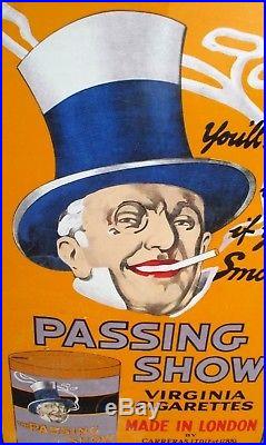 Vintage rare Passing Show cigarettes advertising enamel sign 1925