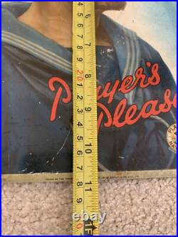 Vintage rare players pleass cigarette tin enamel sign shop advertising RARE Vintage rare players pleass cigarette tin enamel sign shop advertising RARE