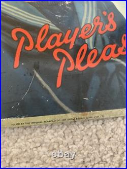 Vintage rare players pleass cigarette tin enamel sign shop advertising RARE Vintage rare players pleass cigarette tin enamel sign shop advertising RARE