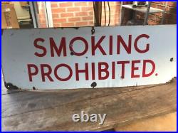 Vintage smoking prohibited enamel sign 36 x 12and nice aged condition